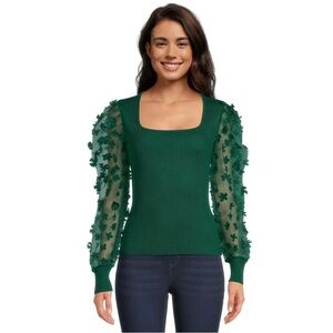 No Boundaries | Square Neck Top with Long Puff Sleeves